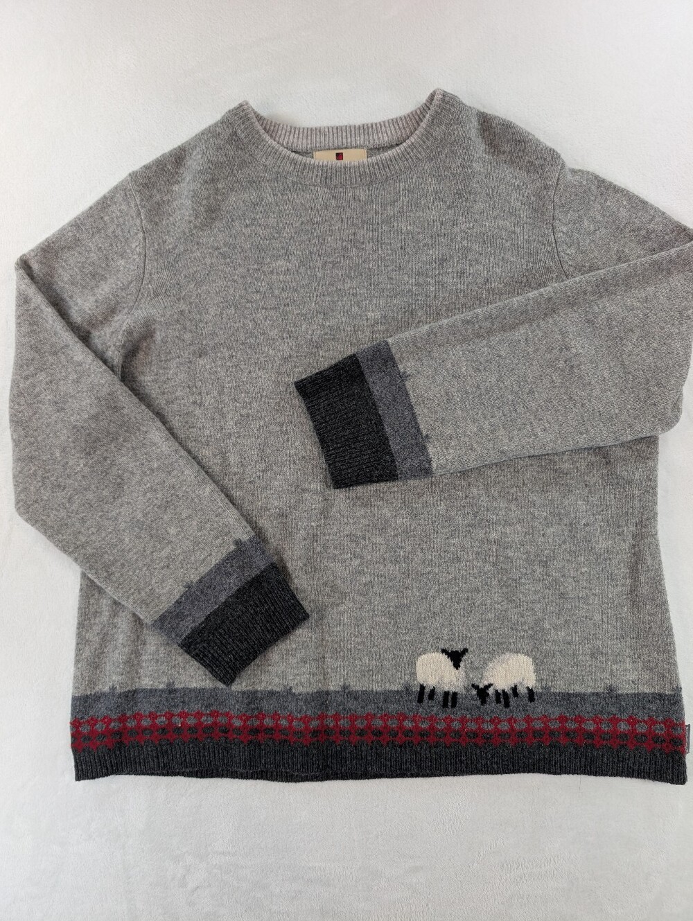 Woolrich Lambswool Grazing Sheep Knit Sweater Womens 2XL | Gray Animal Cozy Fall